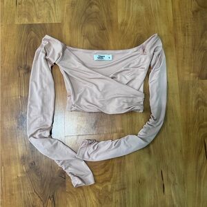 Tiger Mist Cropped Pink Long Sleeve Women's Top